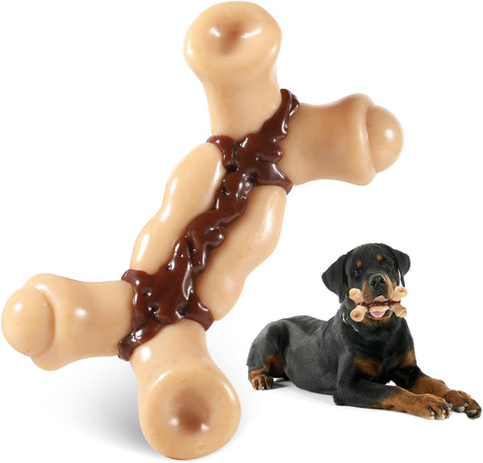 Jouets à mâcher indestructibles pour Les mâcheurs agressifs de Grande Race, Jouets pour Chien pour l'ennui et la Stimulation - Os de Chien en Nylon (Bacon)